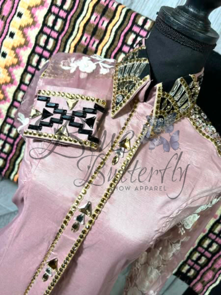 Dusty Pink Shera Day Shirt with Lace Sleeves ~Sapphire Line