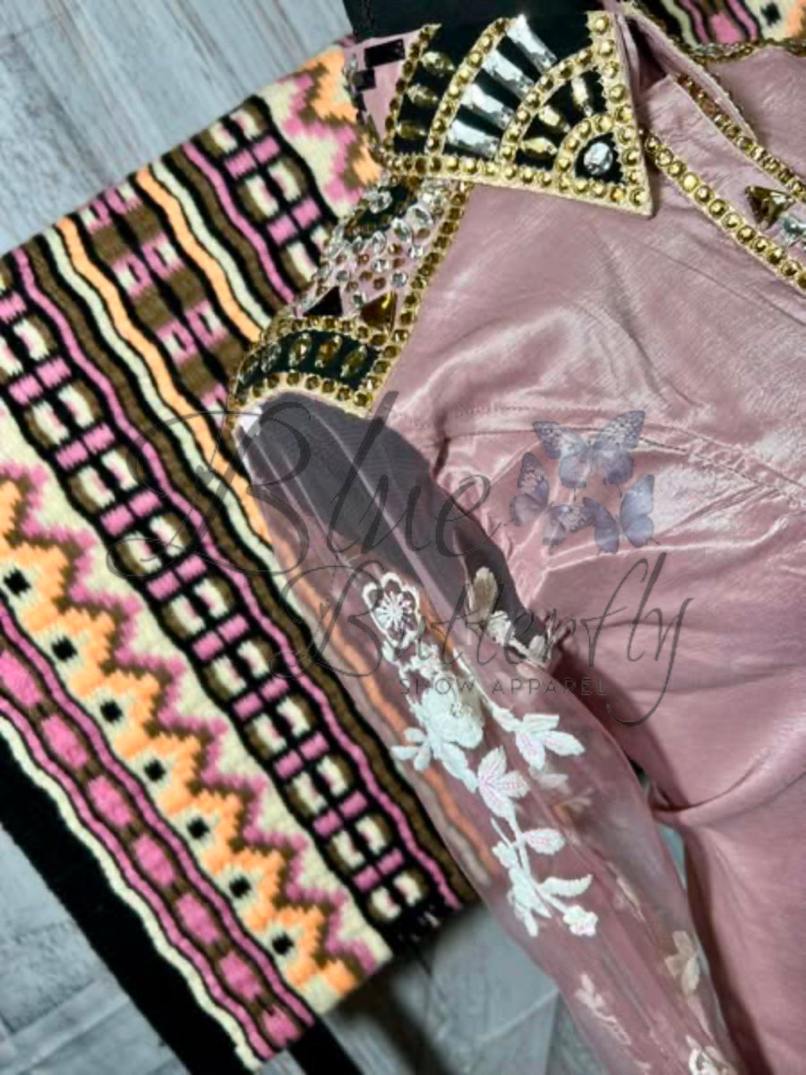 Dusty Pink Shera Day Shirt with Lace Sleeves ~Sapphire Line