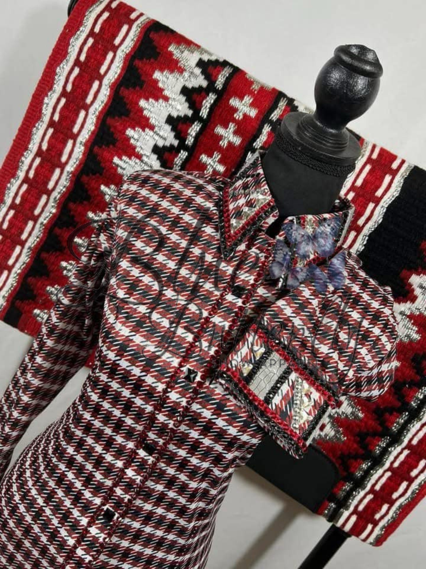 Red, Black, & White Jackie-O Houndstooth Day Shirt