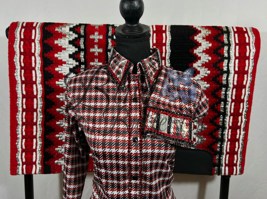 Red, Black, & White Jackie-O Houndstooth Day Shirt